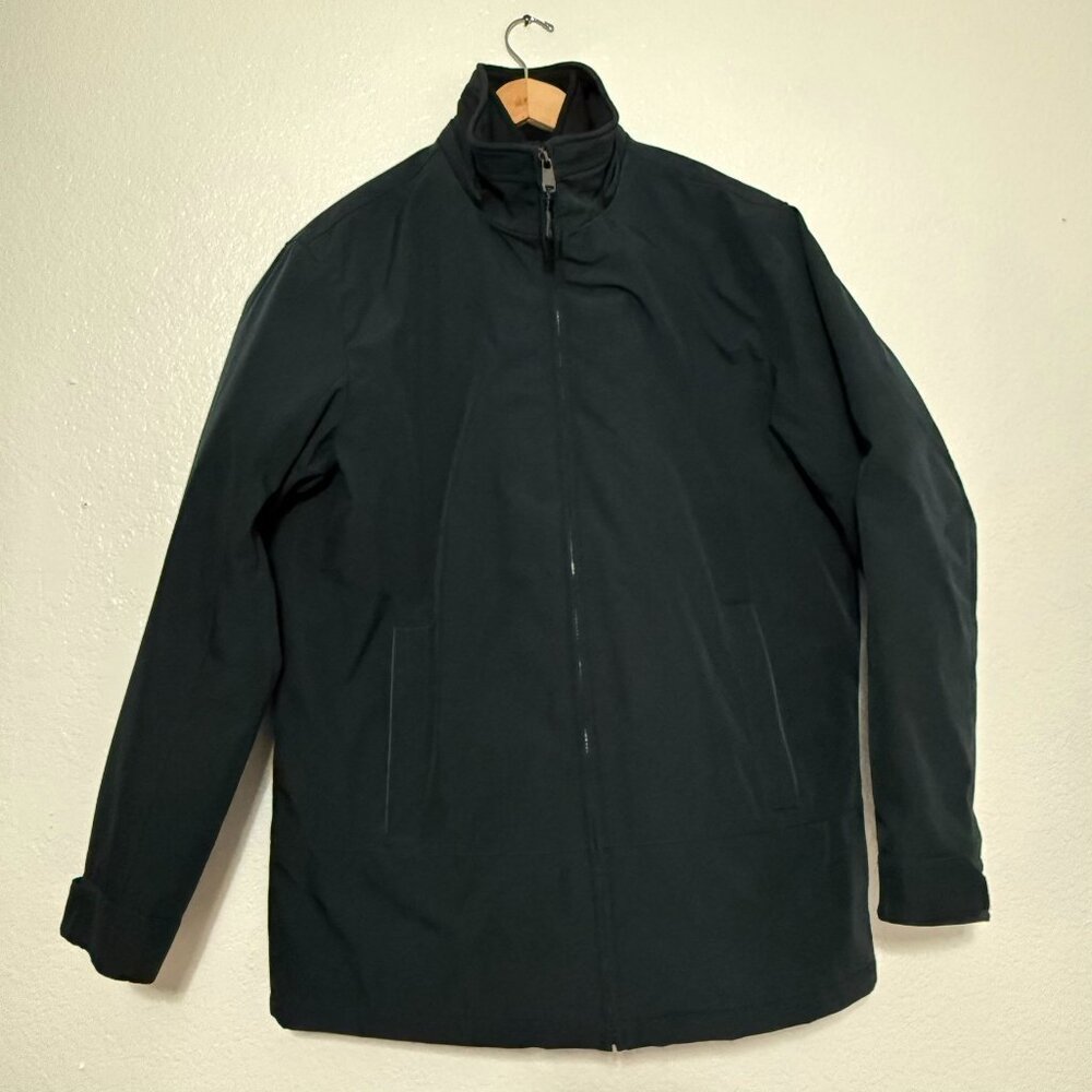 Weatherproof Brand Since 1948 Men's L Dual Zip Coat Jacket Navy Blue with Hood
